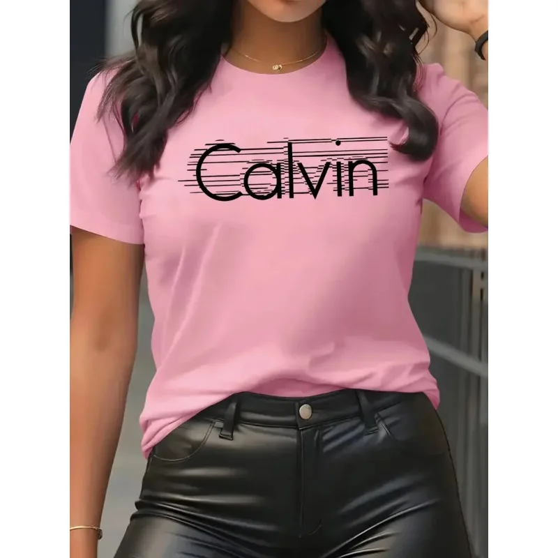 Streetwear Brand Fashion - Calvin kadın T-Shirt Eğlence Moda Kısa
